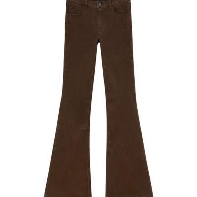 شلوار دمپا گشاد قهوه ای روشن کتان ترک سوپرکش