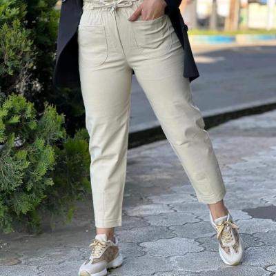 شلوار کتان کش مام جیب بالونی-153195