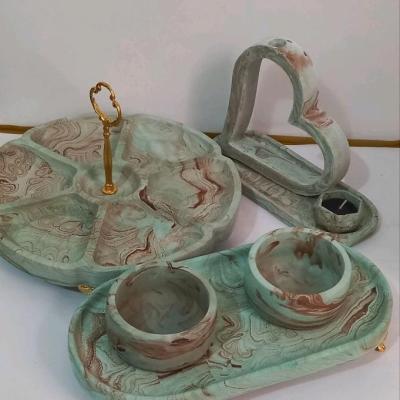 ست پذیرایی زمردی طرح گلبرگ