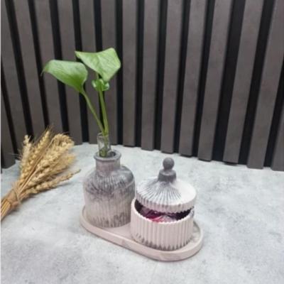 ست 3 تیکه قندون و گلدان