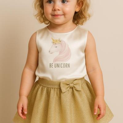 لباس دختربچه مجلسی شیک ست تاپ ساتن و دامن مجلسی دخترانه