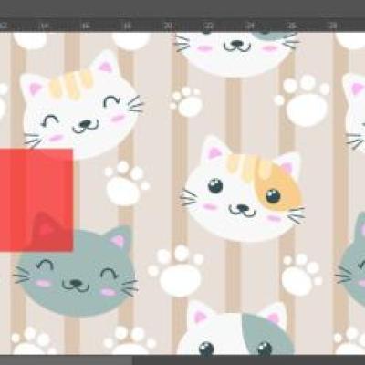 پارچه پترن طرح گربه برند رسام