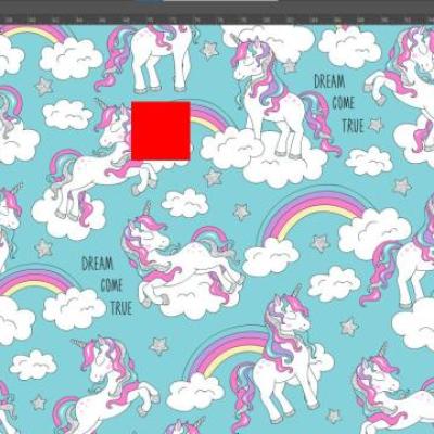 پارچه پترن طرح اسب تک شاخ و ابر برند رسام