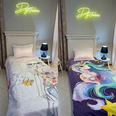 لحاف یک نفره طرح تک شاخ دریایی و دختر