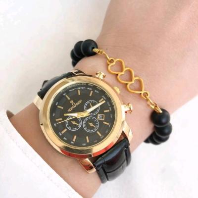 ست ساعت و دستبند چرم مشکی-154606