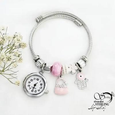 دستبند پاندورا (النگویی) ساعت دار با آویز فانتزی کد 18721
