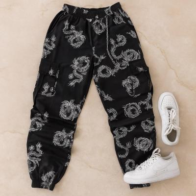 شلوار پیژامه راحتی مشکی اژدها زنانه دخترانه فری سایز