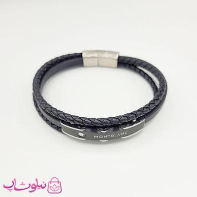 دستبند مردانه برند مون بلان مشکی نقره ای کد 370