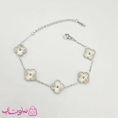 دستبند زنانه مدل ونکلیف نقره ای استیل کد 158