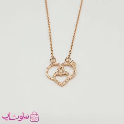 گردنبند زنانه ظریف استیل مدل قلب رزگلد کد 120