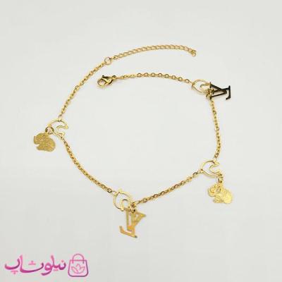 پابند زنانه استیل مدل دلفین و لویی ویتون طلایی کد 798
