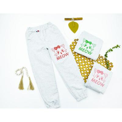 شلوار دخترانه ملانج طرح گربه کد 10628