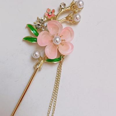 کانزاشی مو زنانه طرح گل صورتی آویزدار با کیفیت