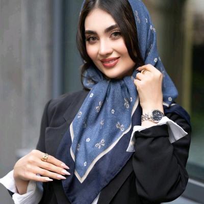 روسری نخی سیااسکارف دوردوخت قواره 100