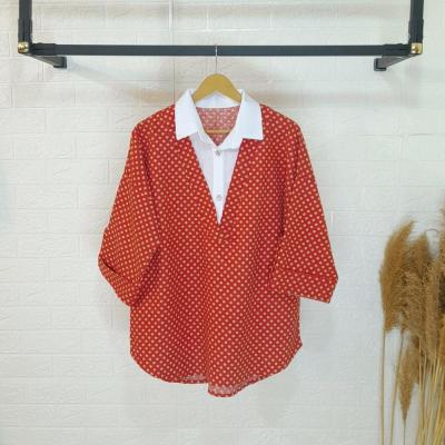 شومیز زنانه یقه داکرون لینن پشمی