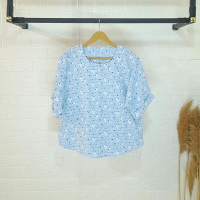 شومیز زنانه لینن نخی طرح ریز گل