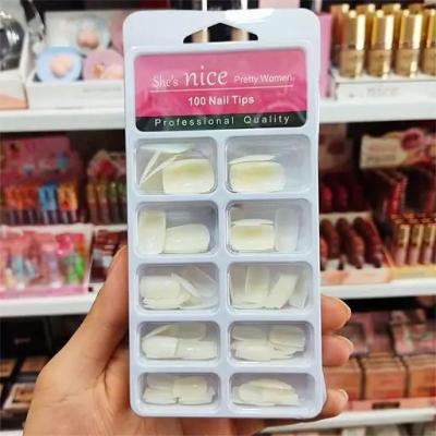 ناخن مصنوعی 100 تایی،رنگ شیری، مدل مربع