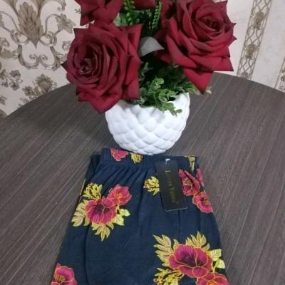 شلوار نخی گیاهی وارداتی شلوار راحتی زنانه شلوار دخترانه گلدار