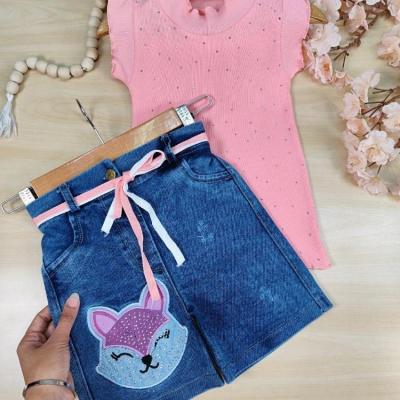 ست تاپ و دامن دخترانه در دو رنگ