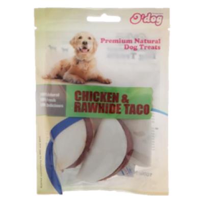 تشویقی سگ اداگ مدل تاکوی مرغ و پوست‌خام وزن 100 گرم