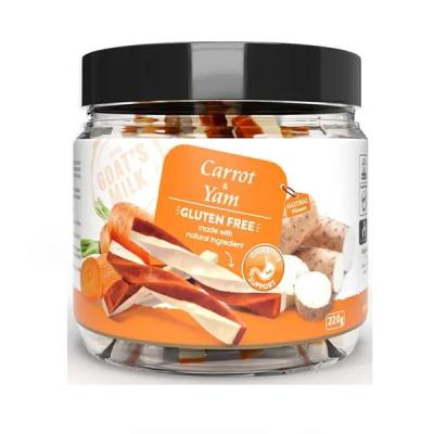 تشویقی سگ هابون مدل بدون گلوتن طعم شیر بز، هویج و سیب زمینی شیرین وزن 220 گرم