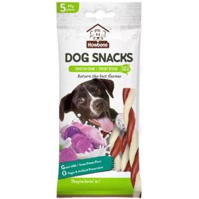 تشویقی سگ هابون مدل اسنک پیچی طعم سیب زمینی شیرین و شیر بز 80 گرم