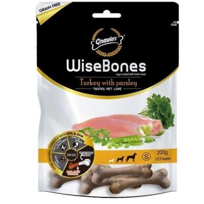 تشویقی سگ گناولرز مدل WiseBones with Parsley S طعم بوقلمون، سبزیجات وزن 200 گرم
