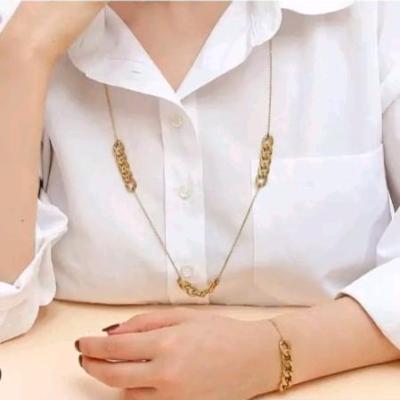 ست گردنبند و دستبند استیل و رنگ ثابت کارتیر