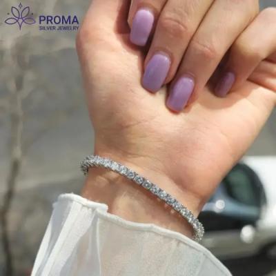 دستبند نقره زنانه تنیسی نگین درخشان مدل PRM126