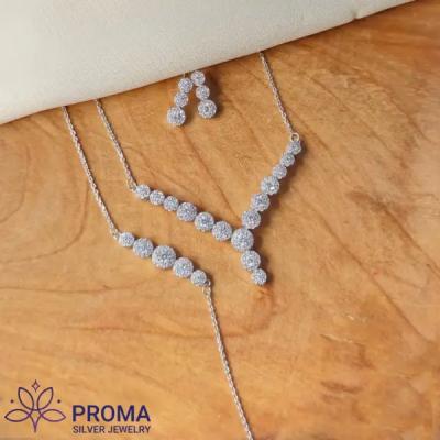 سرویس نقره زنانه طرح برلیان مدل PRM117