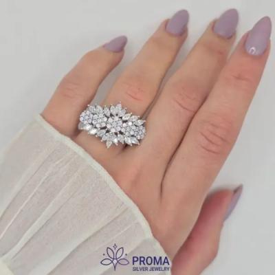 انگشتر نقره مارکیز فلاور زنانه مدل PRM109
