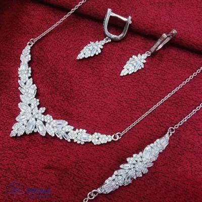 سرویس نقره زنانه زنجیری طرح نازگل مدل PRM106