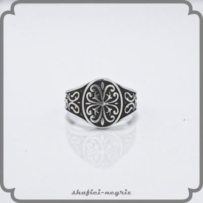 انگشتر نقره مردانه طرح ترک سیاه کاری