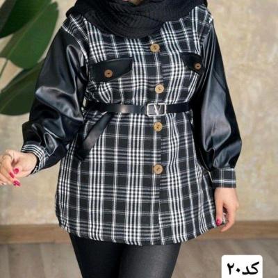 مانتو اسپرت زنانه پشمی مدل مانتو تونیک آستین چرم