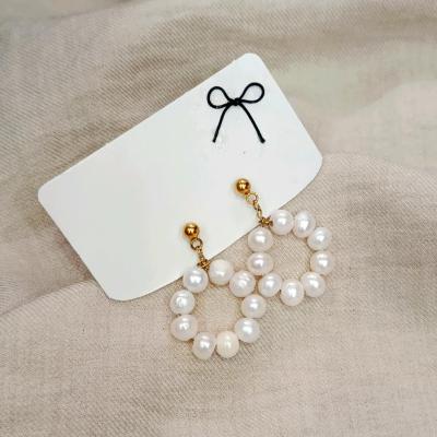 گوشواره مروارید پرورشی مدل حلقه ای