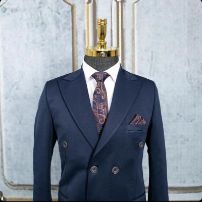 کت و شلوار دبل برست سوپر کش مردانه سرمه ای لایت سایز 46تا56