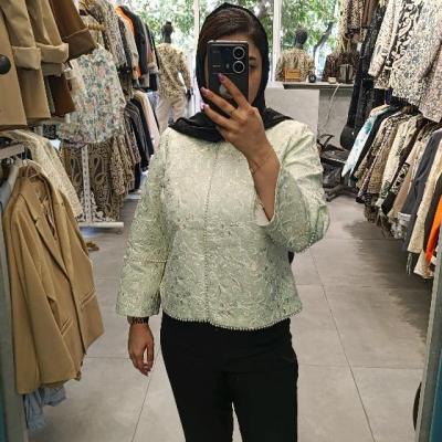 کت کراپ تافته ابریشم مروارید دوزی