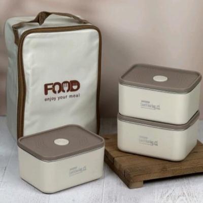 ظرف غذای سه تایی همراه با کیف نگه دارنده،لانچ باکس