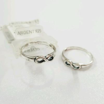 انگشتر نقره عیار 925 سیاه قلم طرح بی نهایت ، رکاب ضخیم