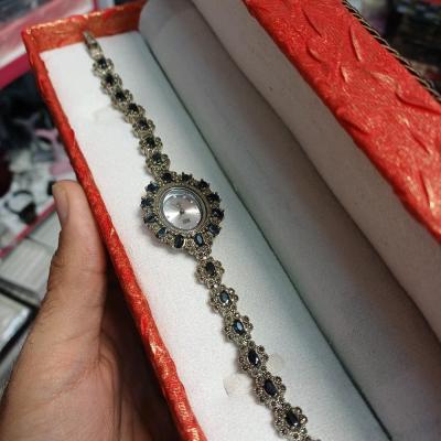 ساعت نقره مارکازیت سنگ اصل یاقوت کبود با فاکتور معتبر