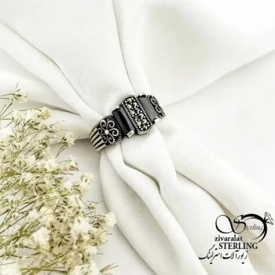 انگشتر عقیق مردانه ترک نقره 925 عیار کد 20244
