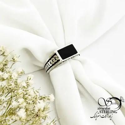 انگشتر نقره ترک سنگ عقیق مستطیلی کد 20246