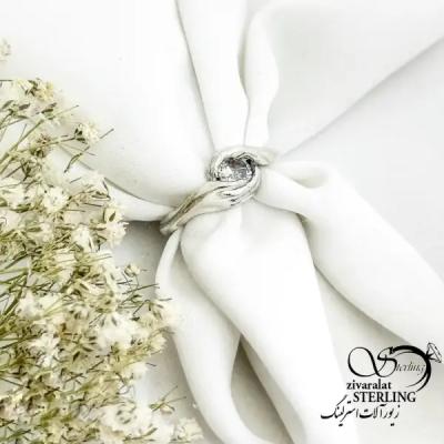 انگشتر نقره تک نگین طرح دست و دلبر نقره 925 عیار کد 20257
