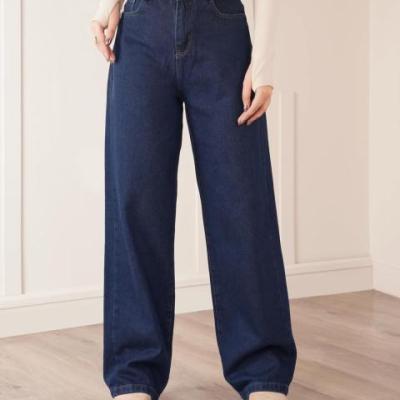 شلوار بگ سرمه ای خامشور بدون سایه و زاپ