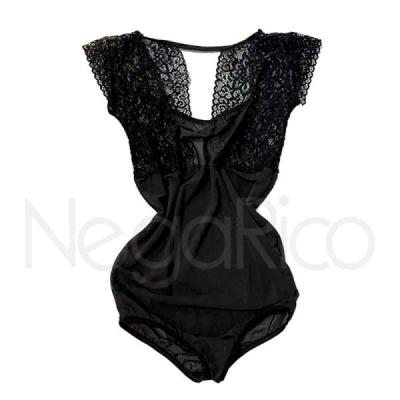 بادی سیاه توری با آستین گیپور