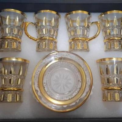 سرویس چای‌خوری شیک 12 پارچه 6 استکان دسته‌دار + 6 نعلبکی مناسب جهیزیه ارسال پس کرایهgh