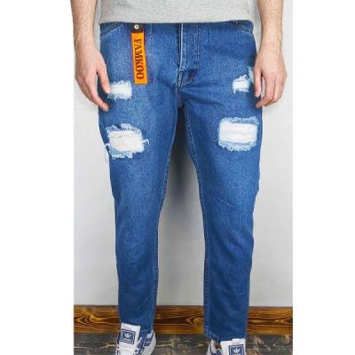 شلوار مام فیت زاپ دار مردانه آبی کد 30028