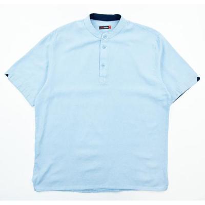 تیشرت مردانه کتان یقه دیپلمات آبی کد 10751