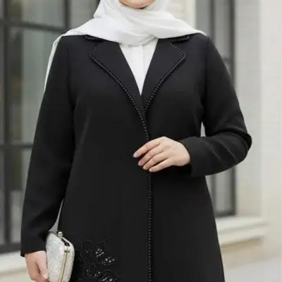 کت مجلسی زنانه سایز بزرگ سنگ دوزی شده سری AyLux کد 7343