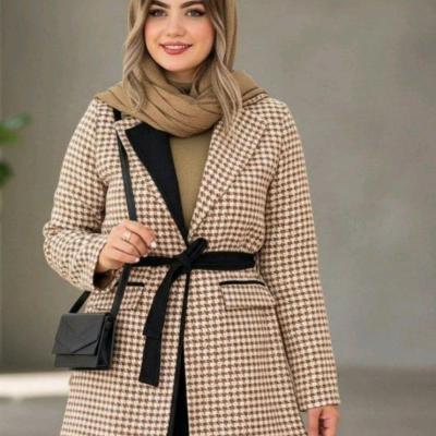 مانتو کتی پیردوپل ابریشمی گرم بالا با خرجکار چرم دلوین